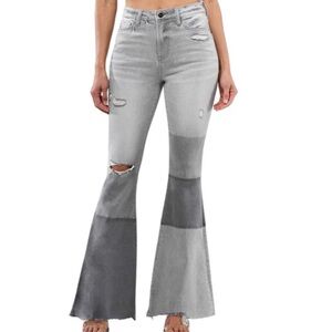CEROS GREY HIGH RISE SUPER FLARE BELL BOTTOM STRETCH JEANS